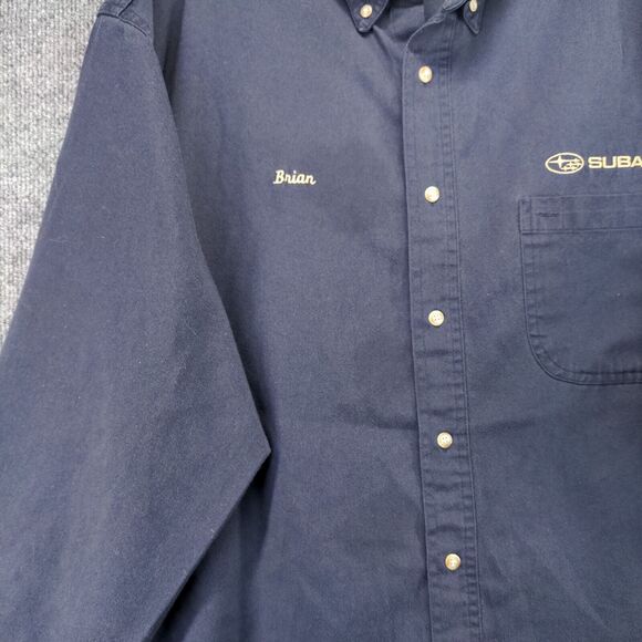 Subaru Men's Employee Uniform Long Sleeve Workwear Shirt Blue 2XL Logo - Picture 5 of 16